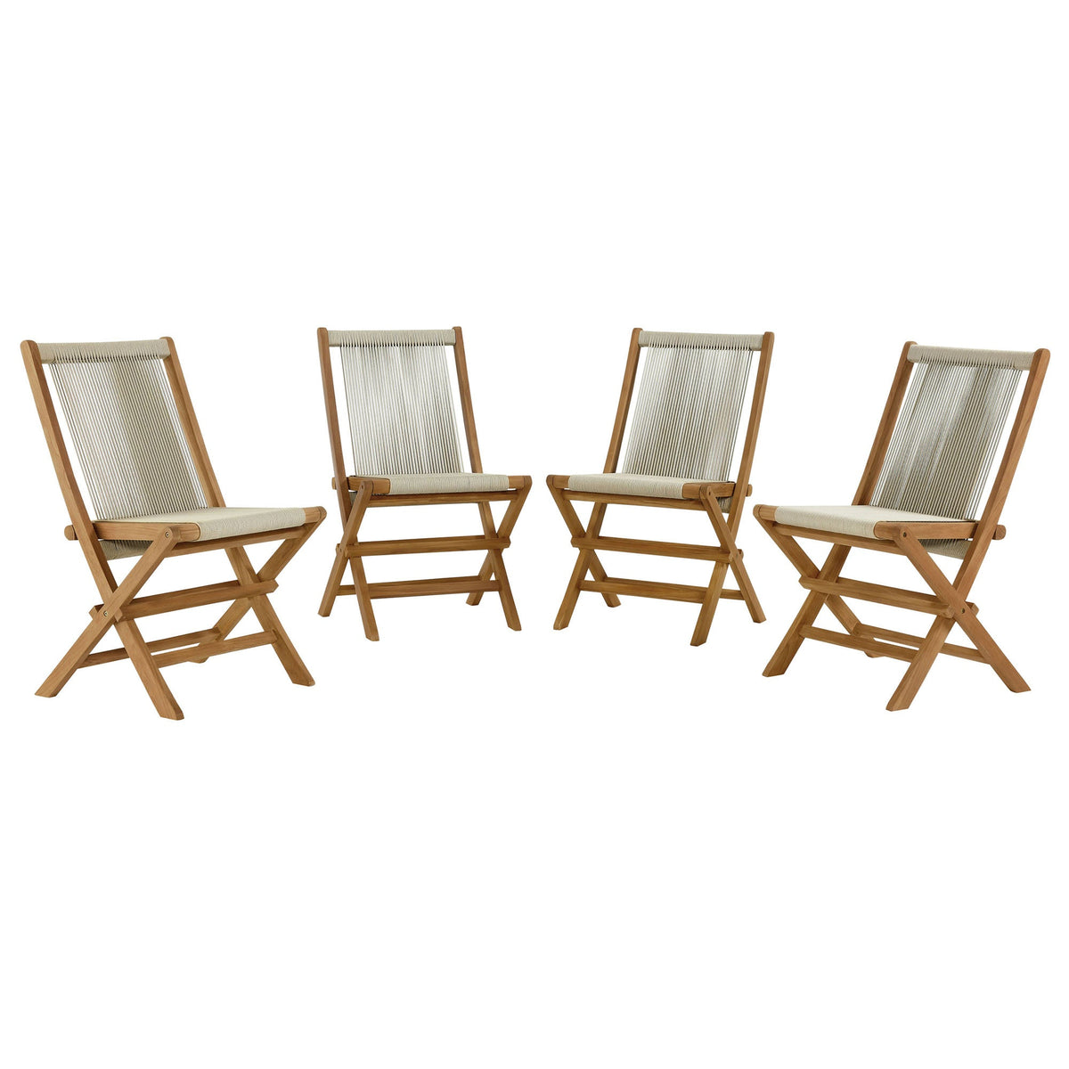 Vienna Outdoor Patio Teak and Rope Folding Chairs Set of 4 by Modway, photo 12 of 22