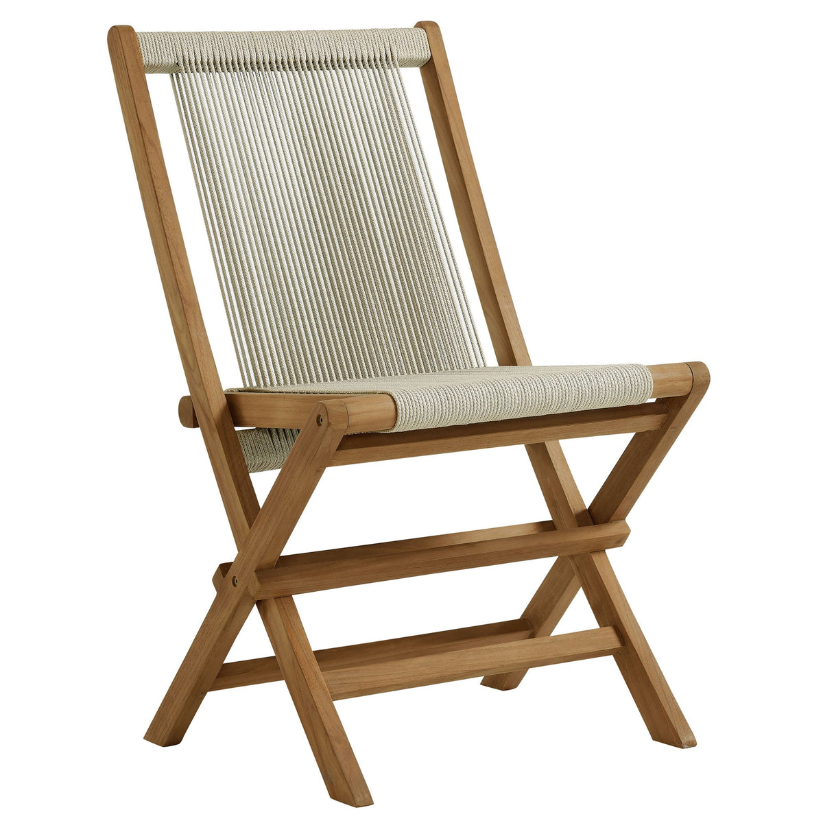 Vienna Outdoor Patio Teak and Rope Folding Chairs Set of 4 by Modway, photo 15 of 22