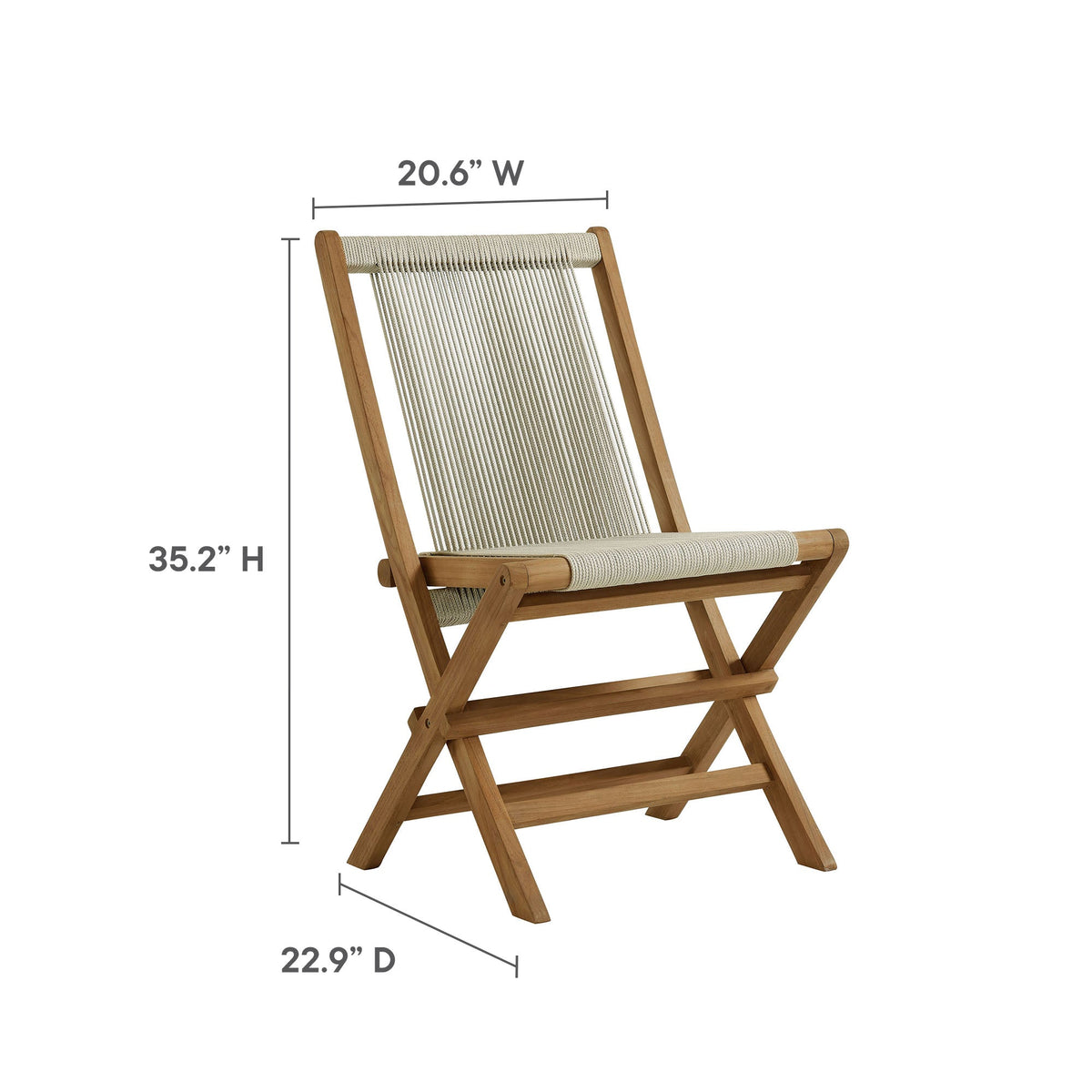 Vienna Outdoor Patio Teak and Rope Folding Chairs Set of 4 by Modway, photo 14 of 22