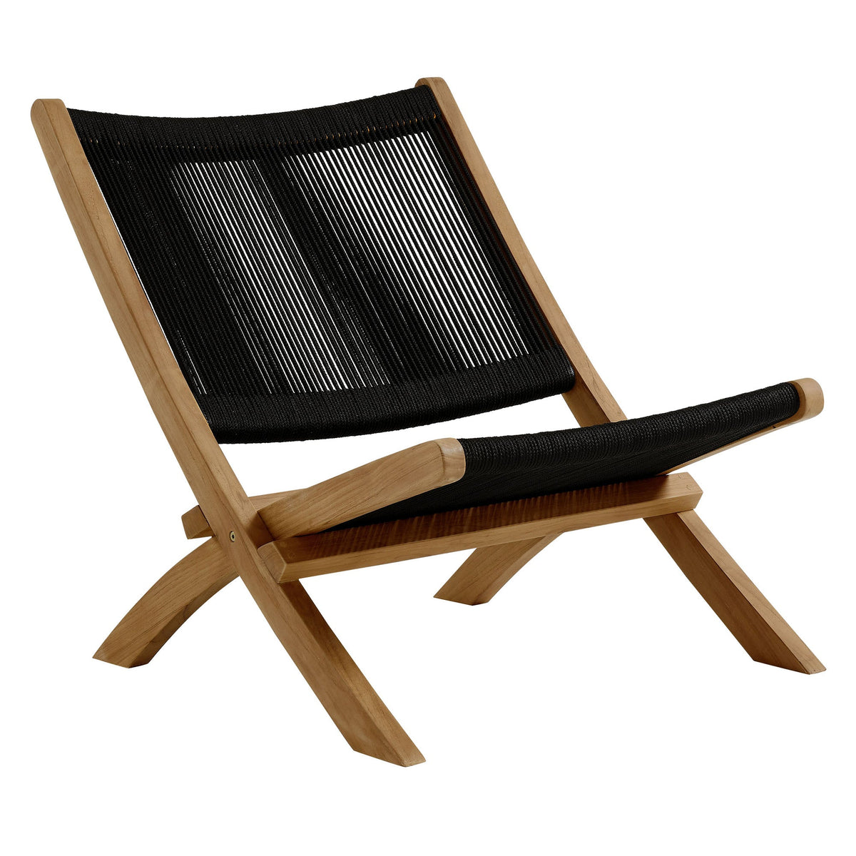 Vienna 3-Piece Outdoor Patio Teak and Rope Folding Lounge Chairs and Side Table by Modway, photo 5 of 21