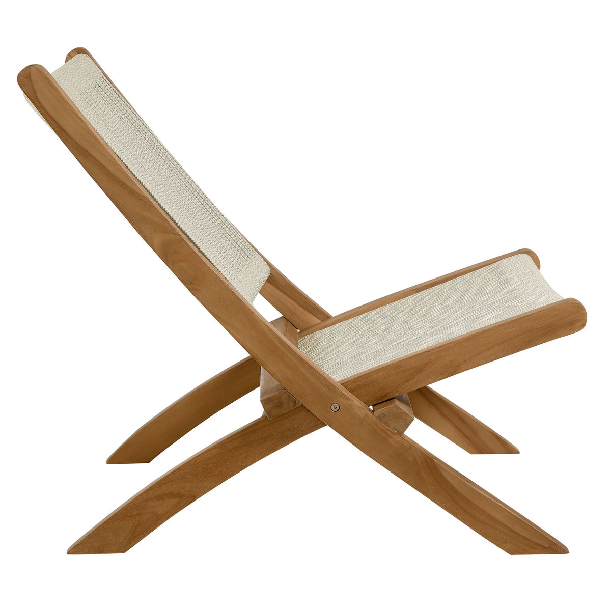 Vienna 2-Piece Outdoor Patio Teak and Rope Folding Accent Lounge Chair and Ottoman Set by Modway, photo 21 of 26