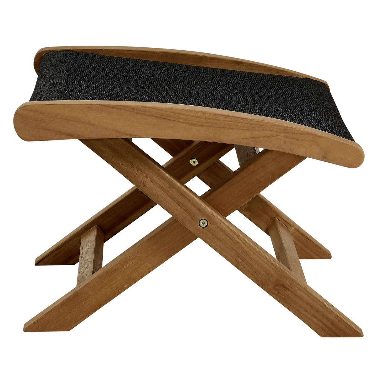 Vienna 2-Piece Outdoor Patio Teak and Rope Folding Accent Lounge Chair and Ottoman Set by Modway, photo 9 of 26
