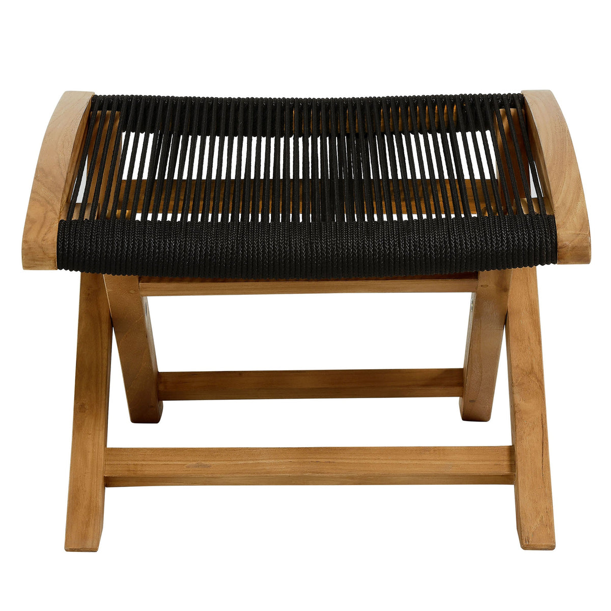 Vienna 2-Piece Outdoor Patio Teak and Rope Folding Accent Lounge Chair and Ottoman Set by Modway, photo 11 of 26