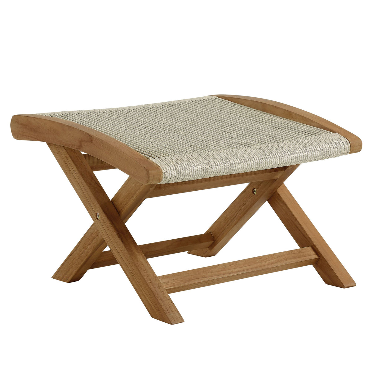 Vienna 2-Piece Outdoor Patio Teak and Rope Folding Accent Lounge Chair and Ottoman Set by Modway, photo 19 of 26