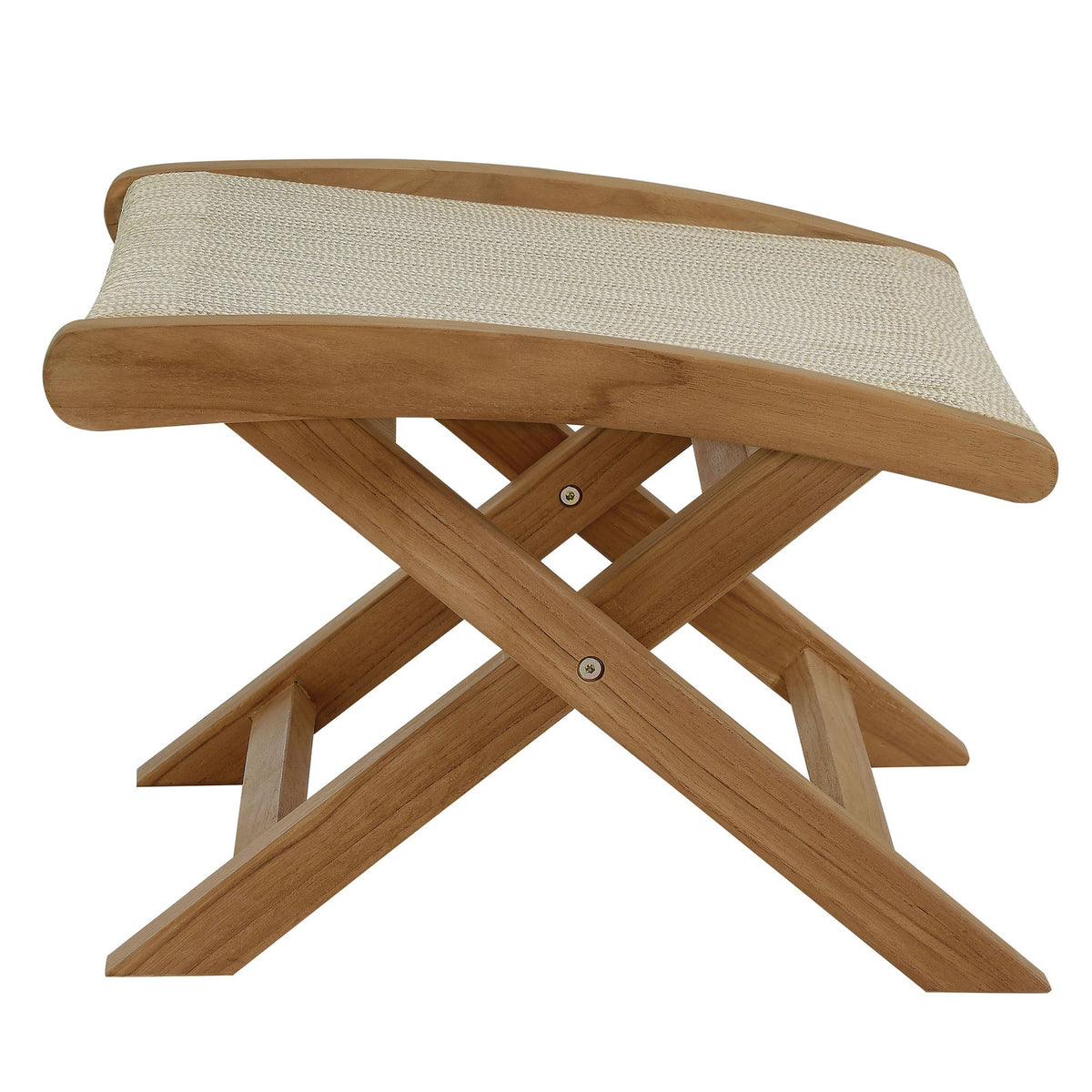 Vienna 2-Piece Outdoor Patio Teak and Rope Folding Accent Lounge Chair and Ottoman Set by Modway, photo 22 of 26