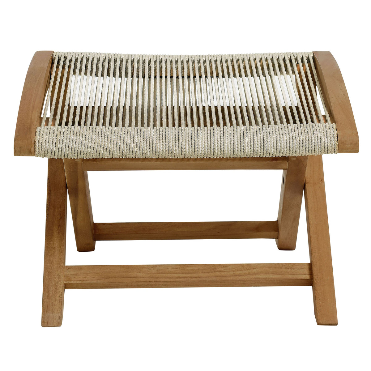 Vienna 2-Piece Outdoor Patio Teak and Rope Folding Accent Lounge Chair and Ottoman Set by Modway, photo 24 of 26