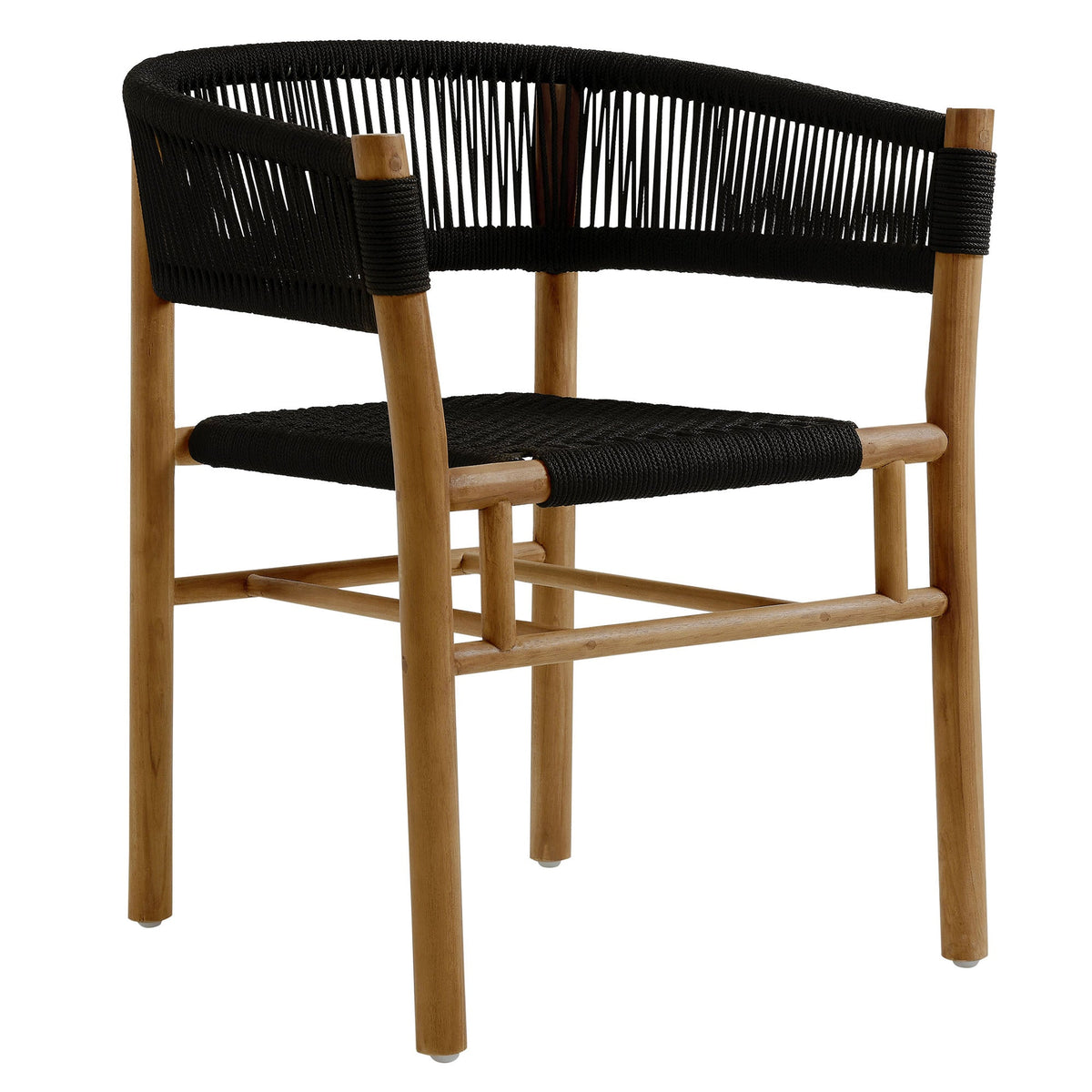 Vienna Outdoor Patio Teak and Rope Curved-Back Dining Armchairs Set of 2 by Modway, photo 4 of 22