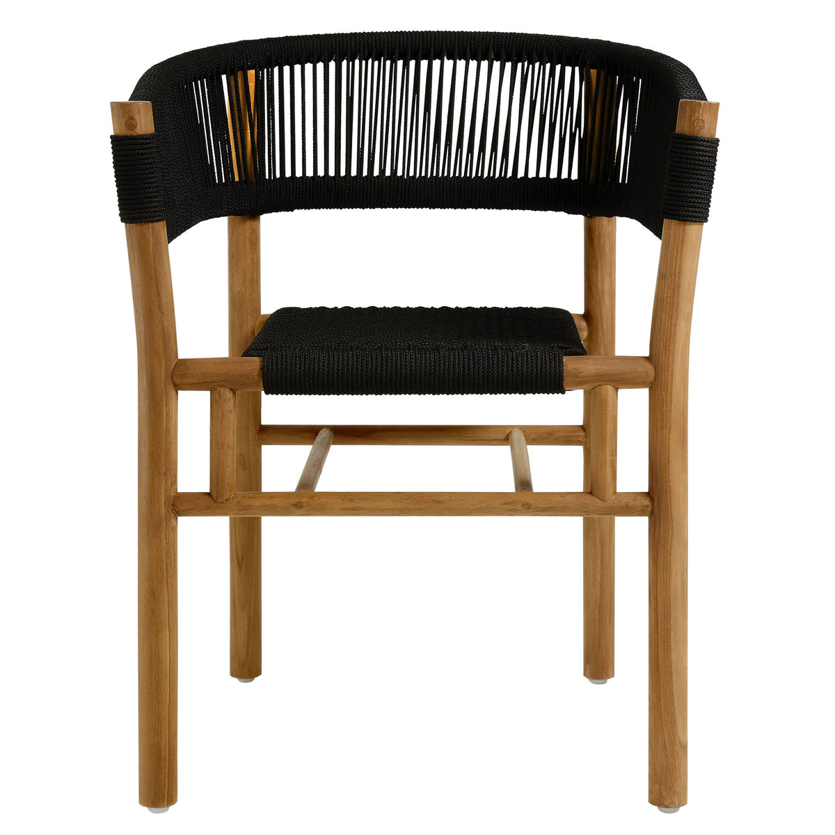 Vienna Outdoor Patio Teak and Rope Curved-Back Dining Armchairs Set of 2 by Modway, photo 7 of 22