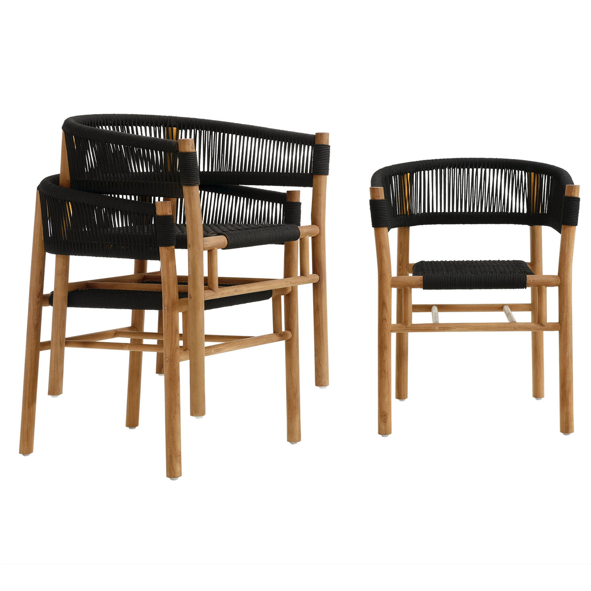 Vienna Outdoor Patio Teak and Rope Curved-Back Dining Armchairs Set of 2 by Modway, photo 8 of 22