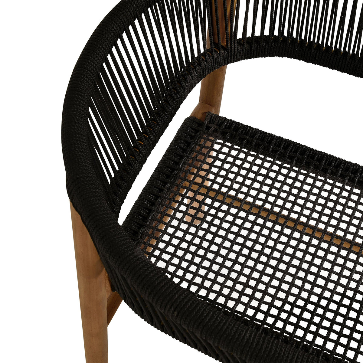Vienna Outdoor Patio Teak and Rope Curved-Back Dining Armchairs Set of 2 by Modway, photo 9 of 22