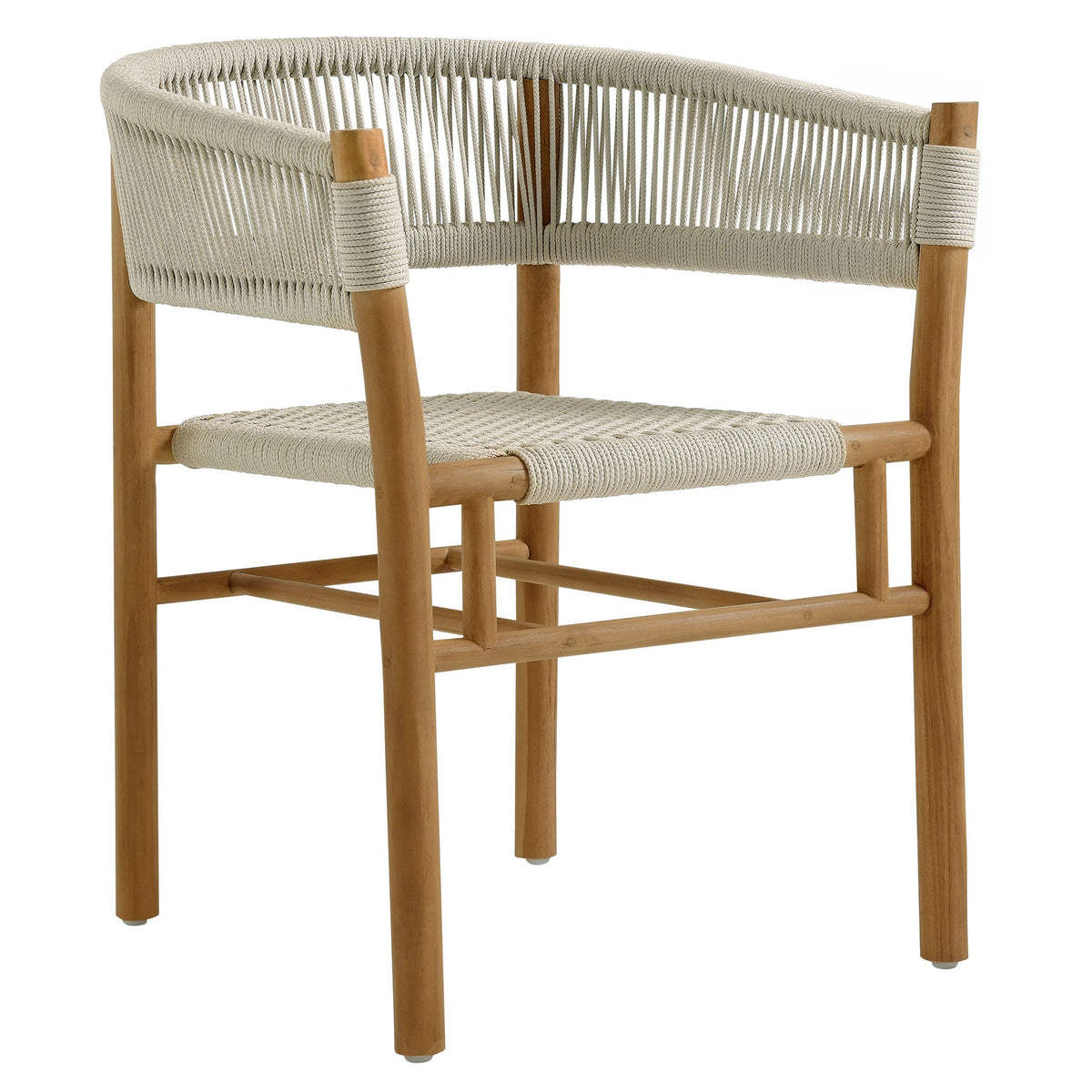 Vienna Outdoor Patio Teak and Rope Curved-Back Dining Armchairs Set of 2 by Modway, photo 15 of 22