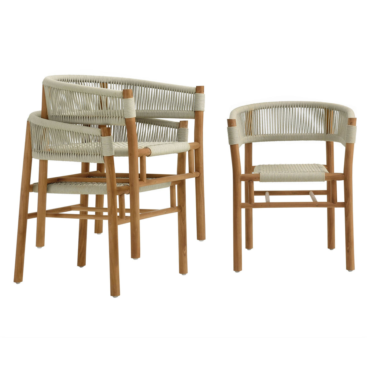Vienna Outdoor Patio Teak and Rope Curved-Back Dining Armchairs Set of 2 by Modway, photo 19 of 22