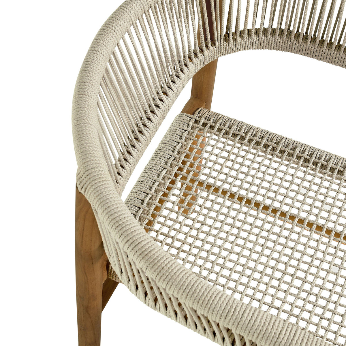 Vienna Outdoor Patio Teak and Rope Curved-Back Dining Armchairs Set of 2 by Modway, photo 20 of 22