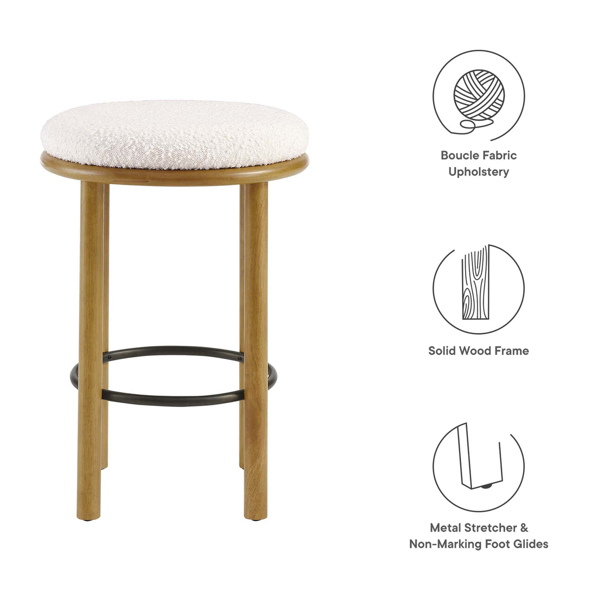 Fable Boucle Fabric Counter Stools Set of 2 by Modway, photo 2 of 32