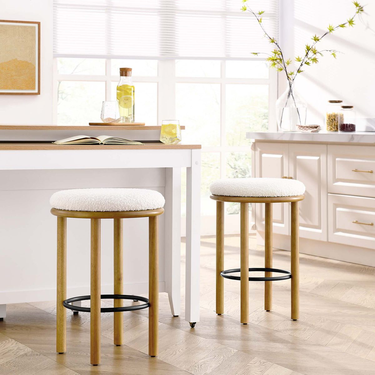 Fable Boucle Fabric Counter Stools Set of 2 by Modway, photo 7 of 32