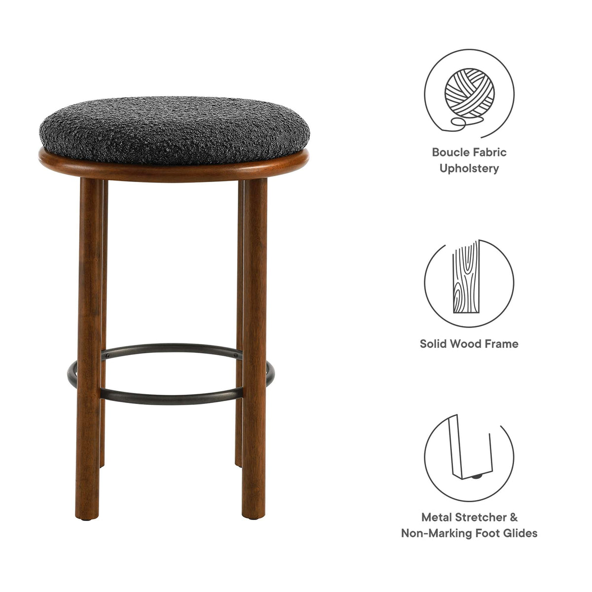 Fable Boucle Fabric Counter Stools Set of 2 by Modway, photo 10 of 32