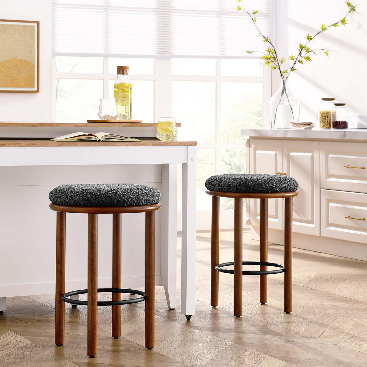Fable Boucle Fabric Counter Stools Set of 2 by Modway, photo 15 of 32