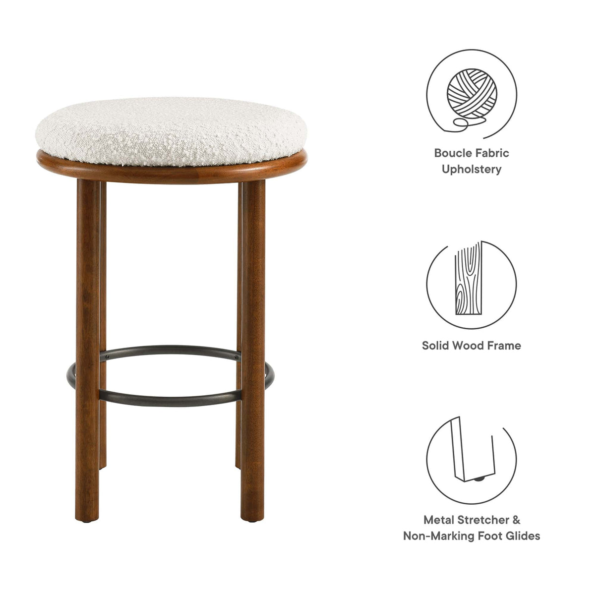 Fable Boucle Fabric Counter Stools Set of 2 by Modway, photo 18 of 32