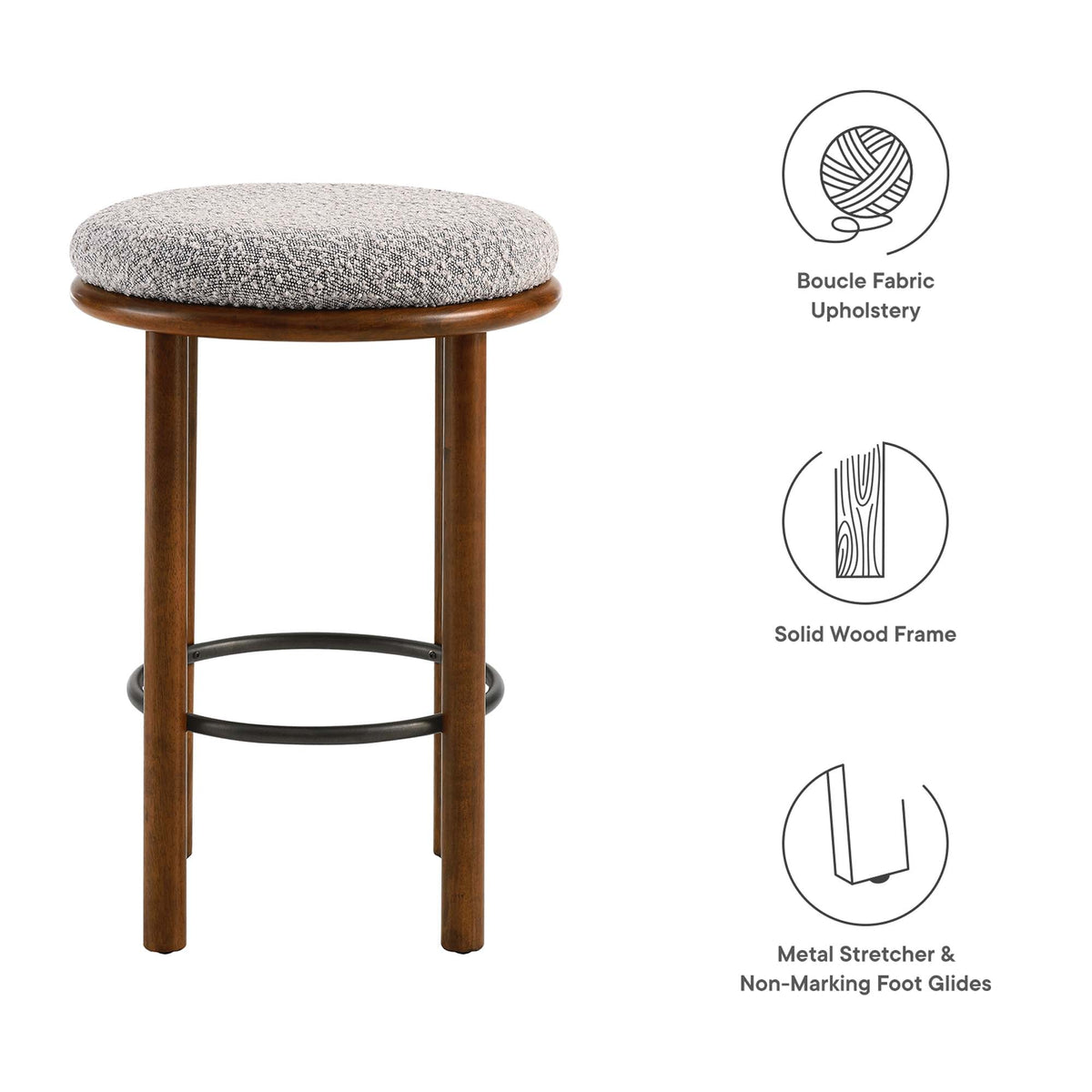 Fable Boucle Fabric Counter Stools Set of 2 by Modway, photo 26 of 32