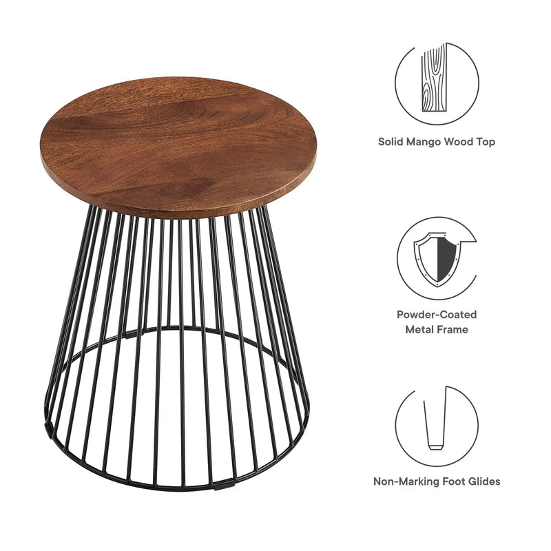 Valeo Round Wood and Metal Side Table by Modway by HouseOfZazla