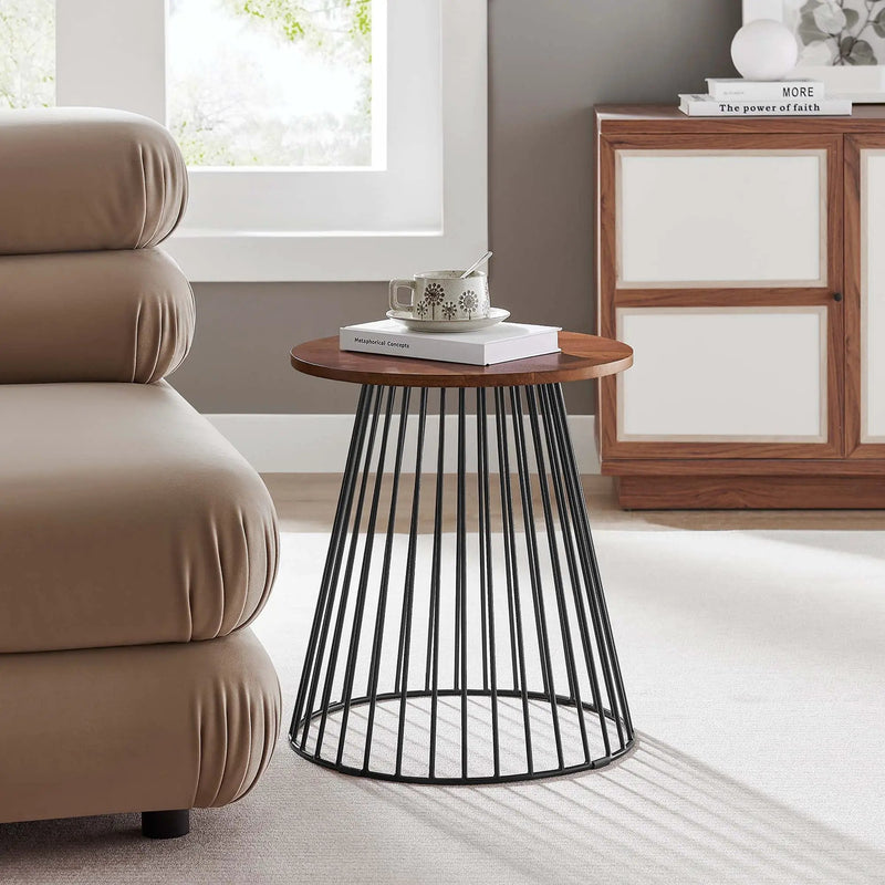 Valeo Round Wood and Metal Side Table by Modway by HouseOfZazla