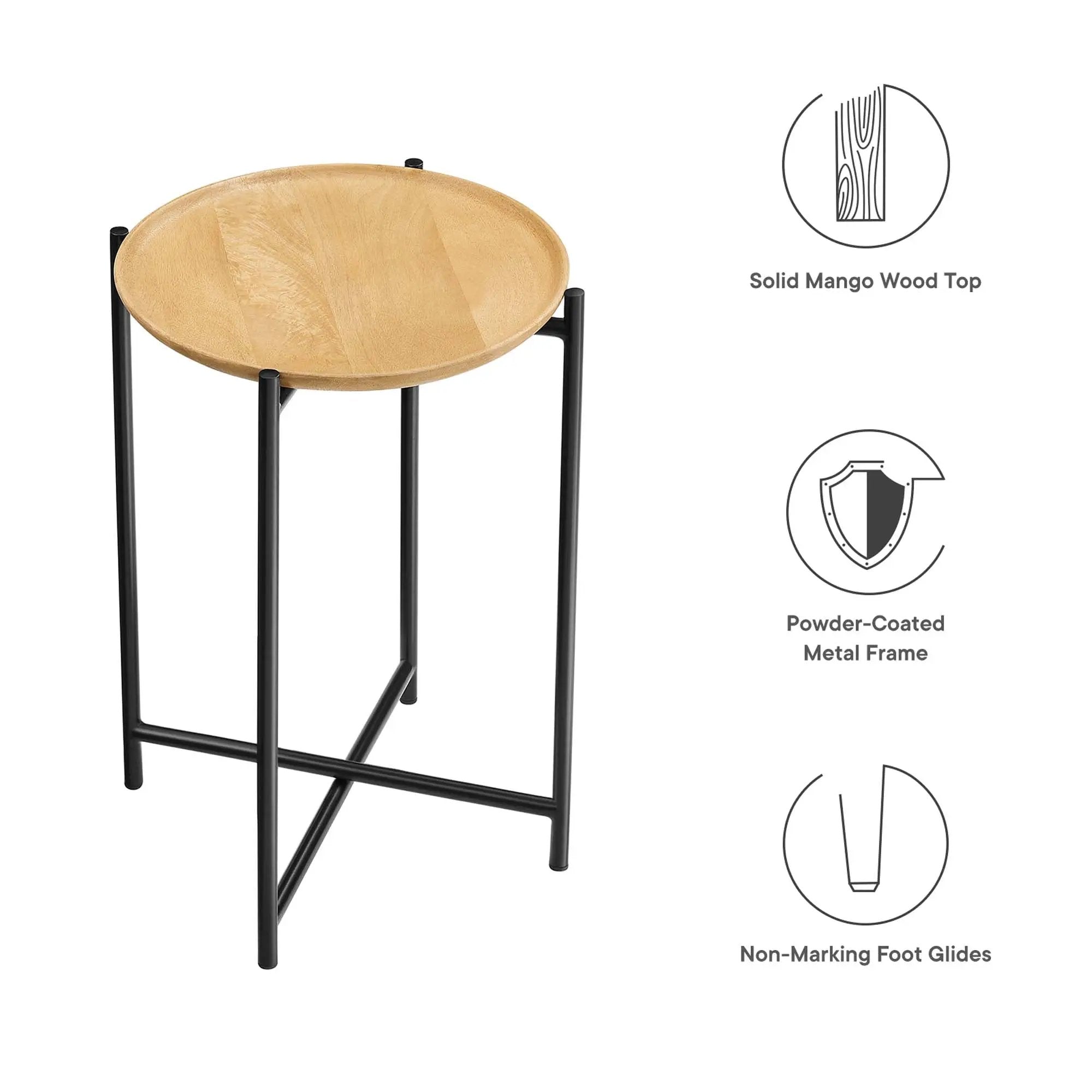 Xilo Round Wood and Metal Side Table by Modway by HouseOfZazla