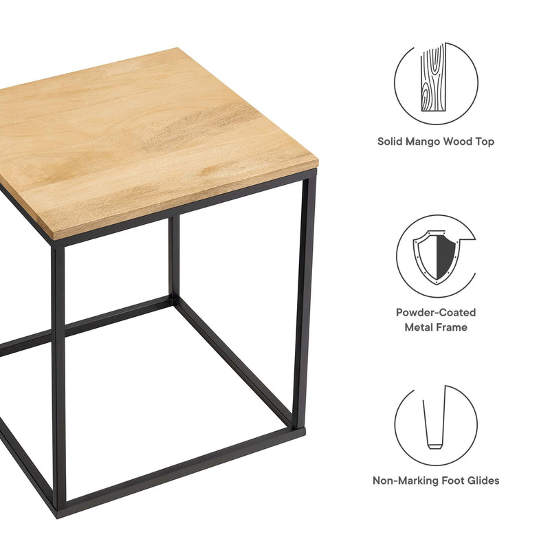 Zora Square Wood and Metal Side Table by Modway, photo 2 of 9