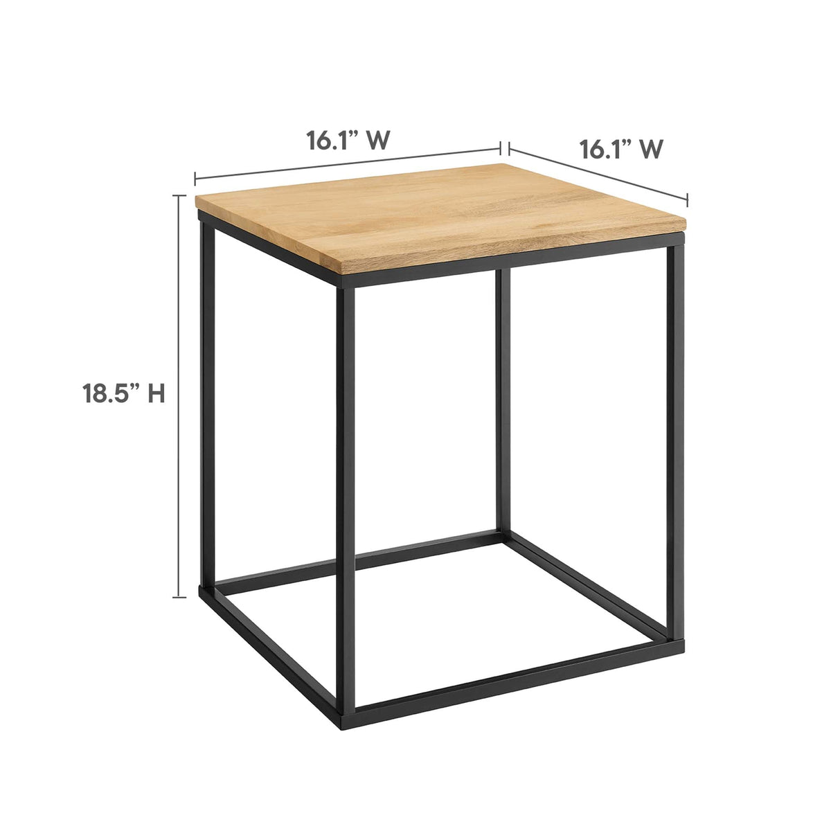 Zora Square Wood and Metal Side Table by Modway, photo 3 of 9