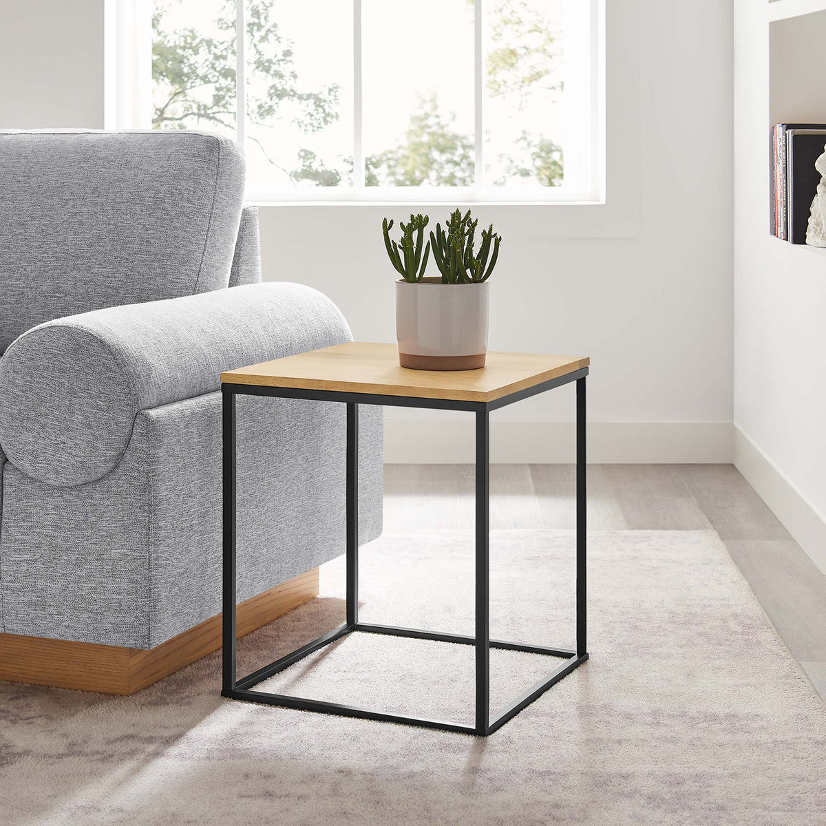 Zora Square Wood and Metal Side Table by Modway, photo 8 of 9
