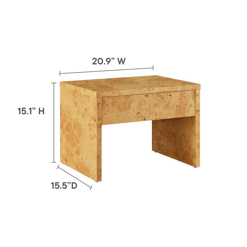 Hudson 1-Drawer Burl Wood Nightstand by Modway by HouseOfZazla