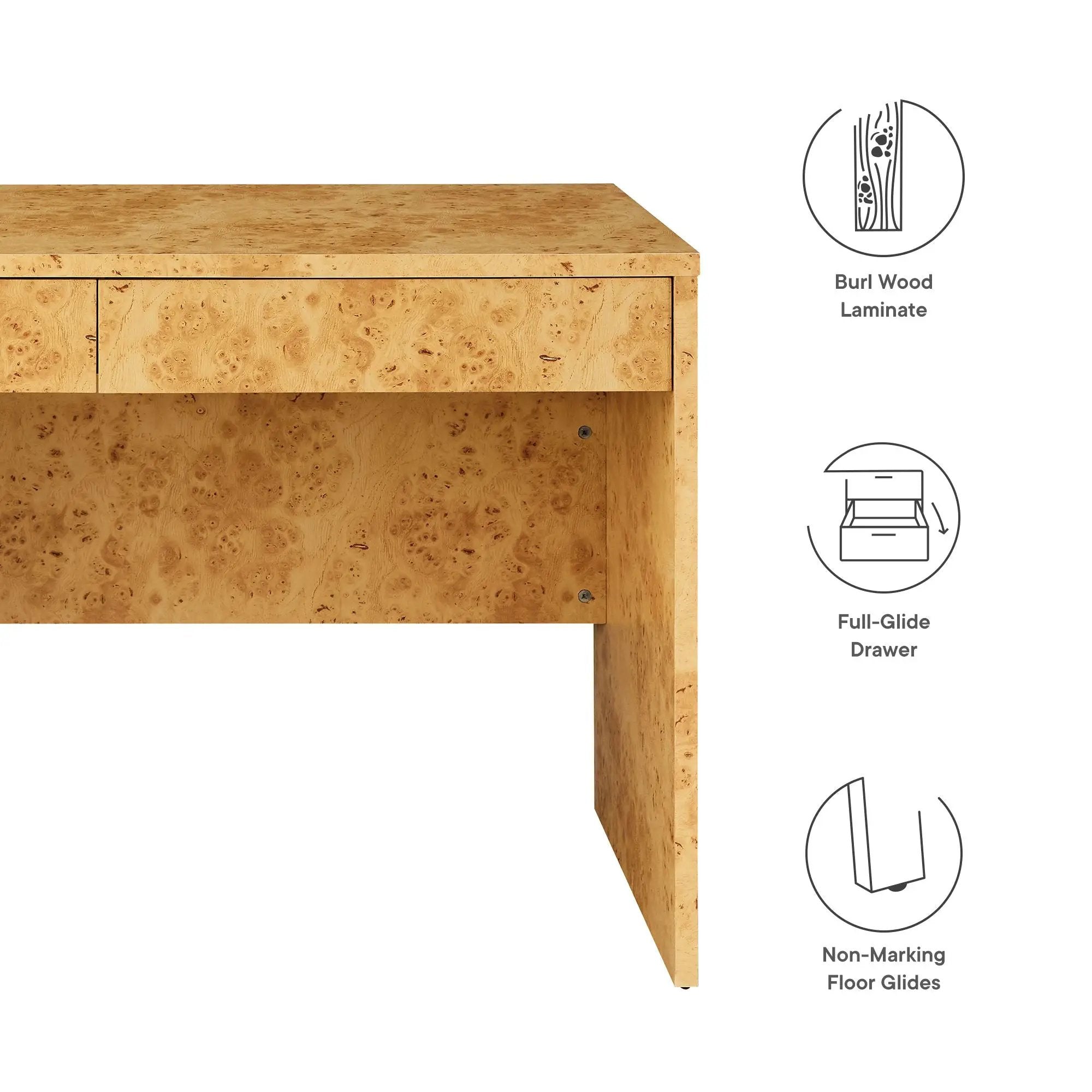 Hudson 2-Drawer Burl Wood Desk by Modway by HouseOfZazla