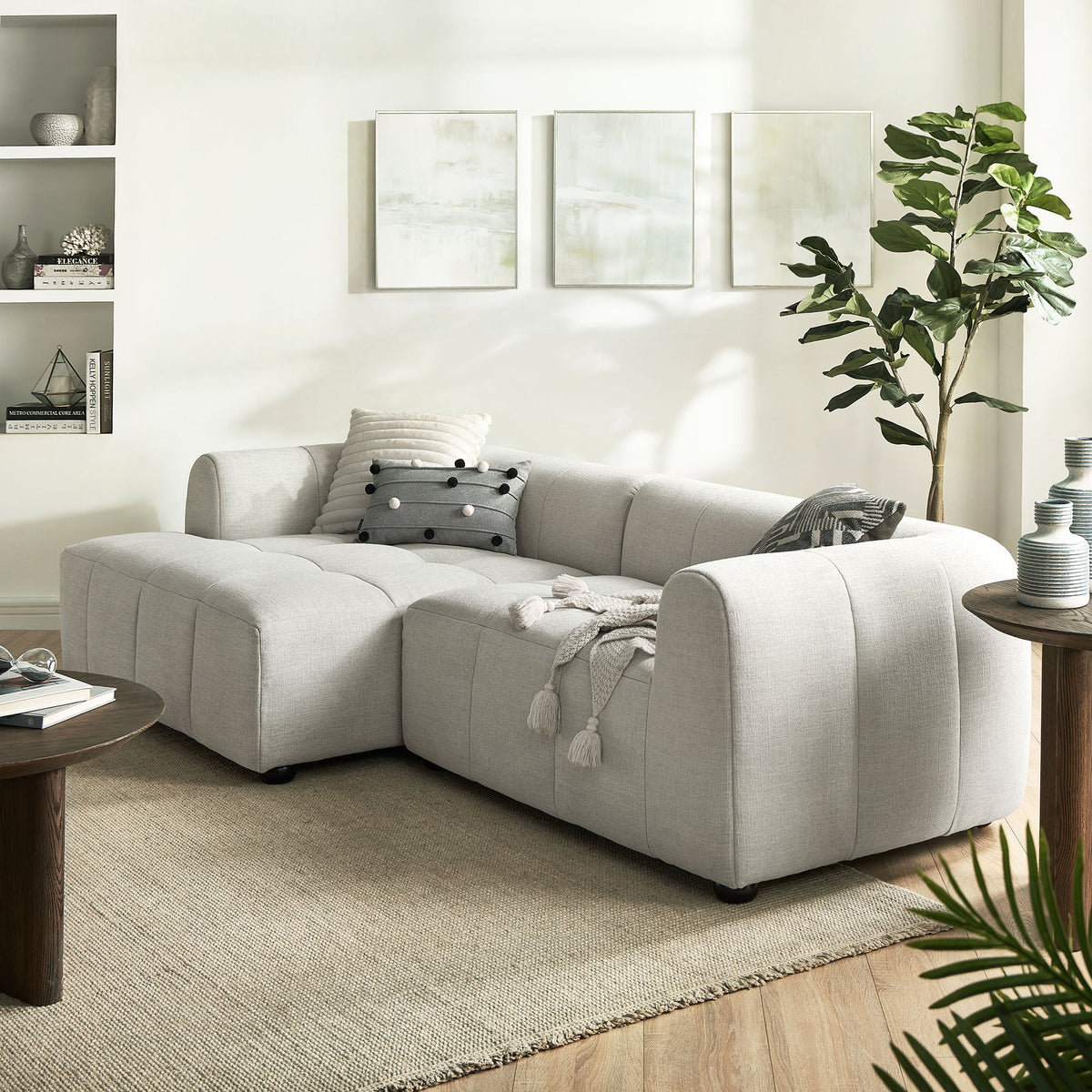 Liana Left-Facing Upholstered Fabric Modular Sofa with Chaise by Modway, photo 7 of 24