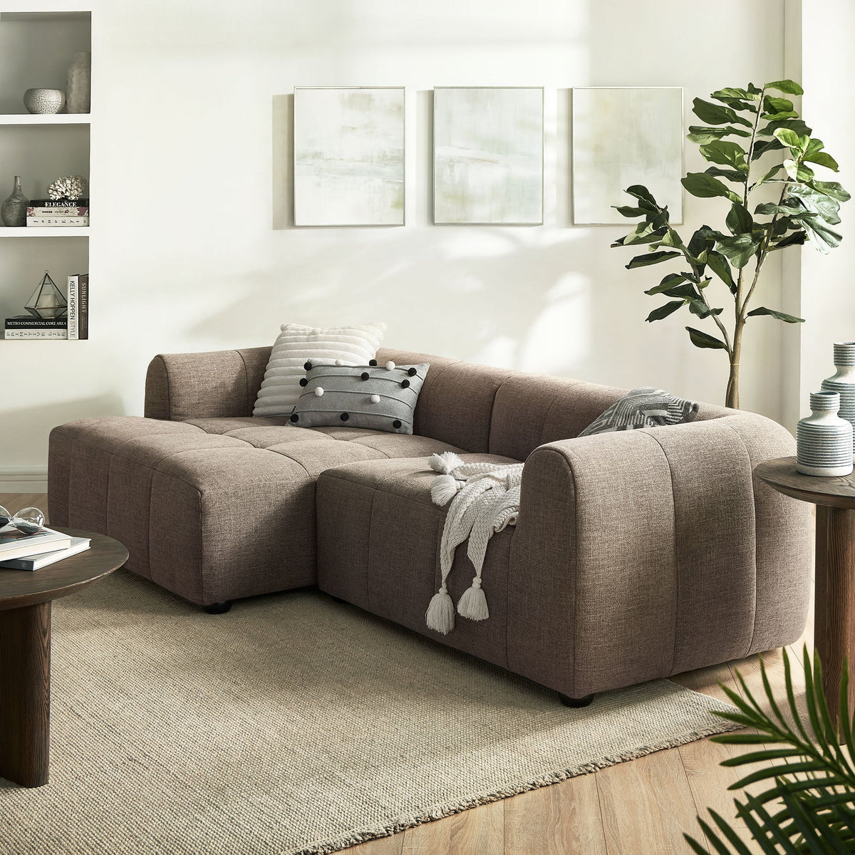 Liana Left-Facing Upholstered Fabric Modular Sofa with Chaise by Modway, photo 15 of 24