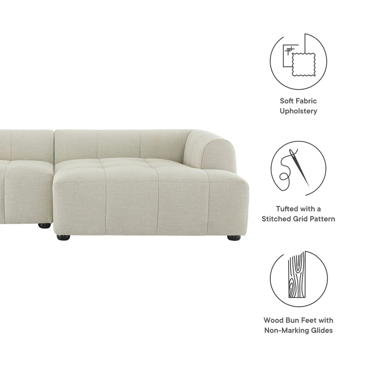Liana Right-Facing Upholstered Fabric Modular Sofa with Chaise by Modway by HouseOfZazla