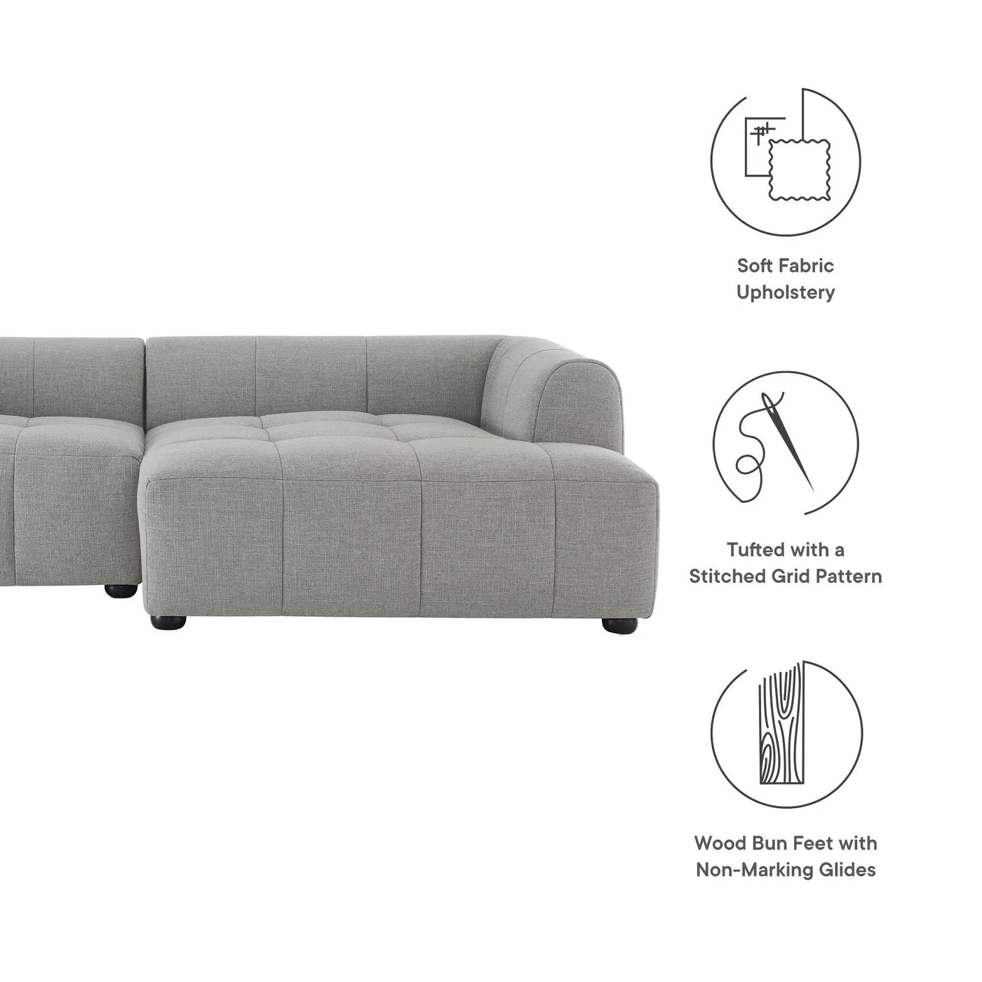 Liana Right-Facing Upholstered Fabric Modular Sofa with Chaise by Modway by HouseOfZazla