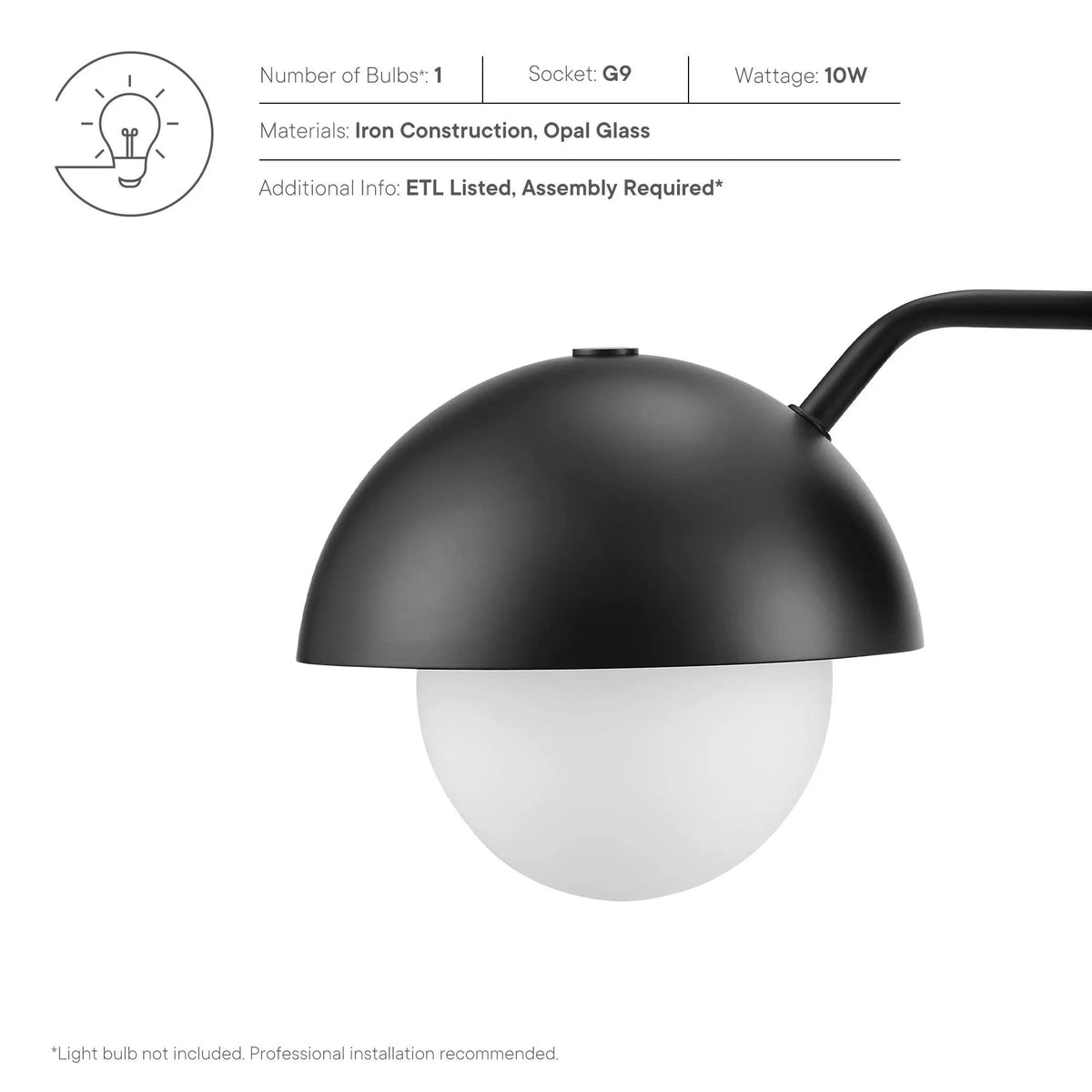 Eclipse Globe Wall Sconce by Modway by HouseOfZazla