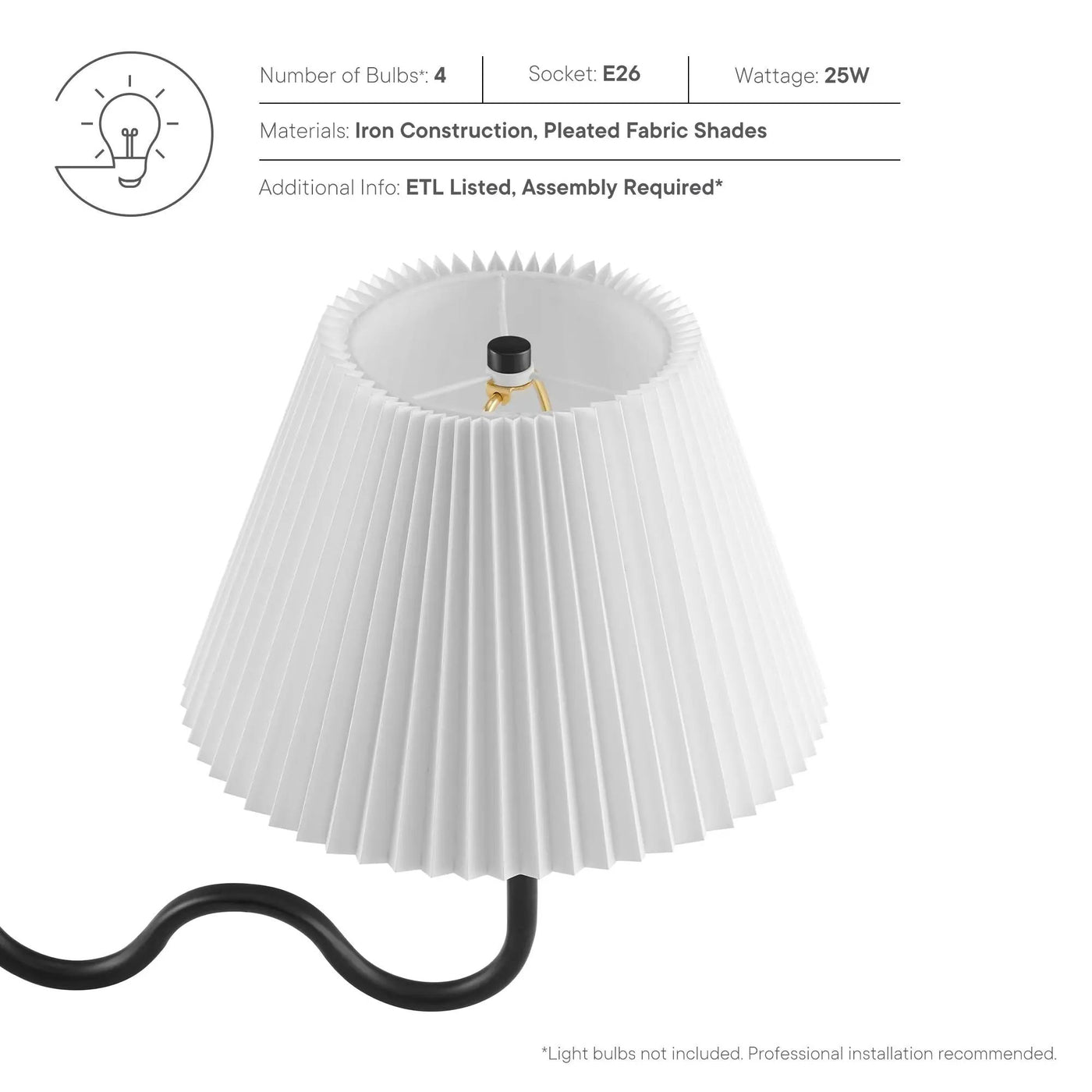 Wave Squiggle 4-Arm Pendant Light by Modway by HouseOfZazla