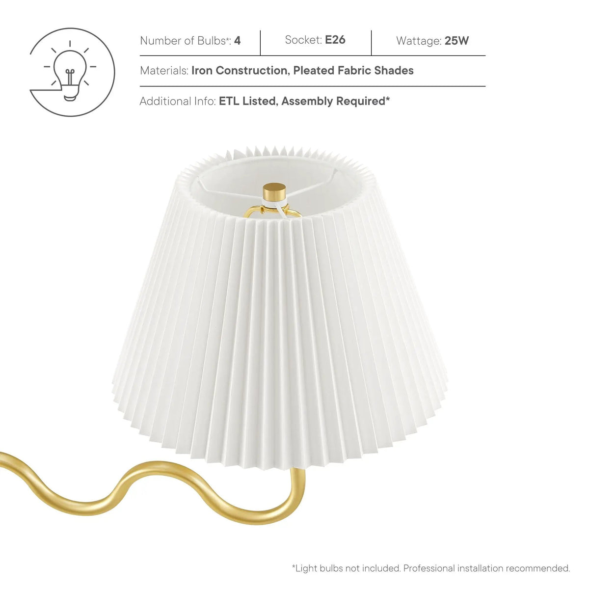 Wave Squiggle 4-Arm Pendant Light by Modway by HouseOfZazla