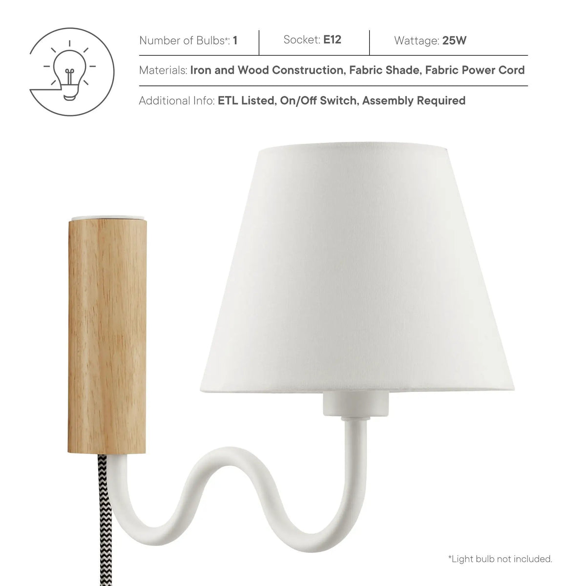 Sunlit Squiggle Arm Wall Sconce by Modway by HouseOfZazla
