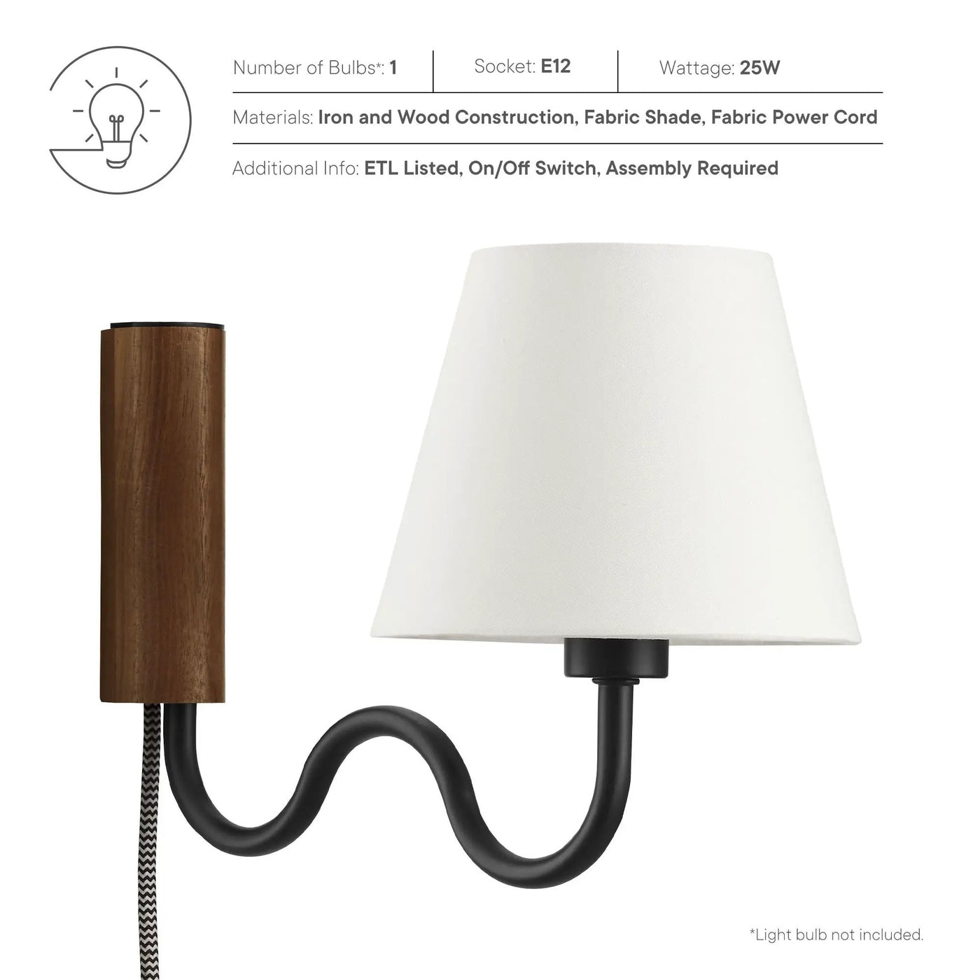 Sunlit Squiggle Arm Wall Sconce by Modway by HouseOfZazla
