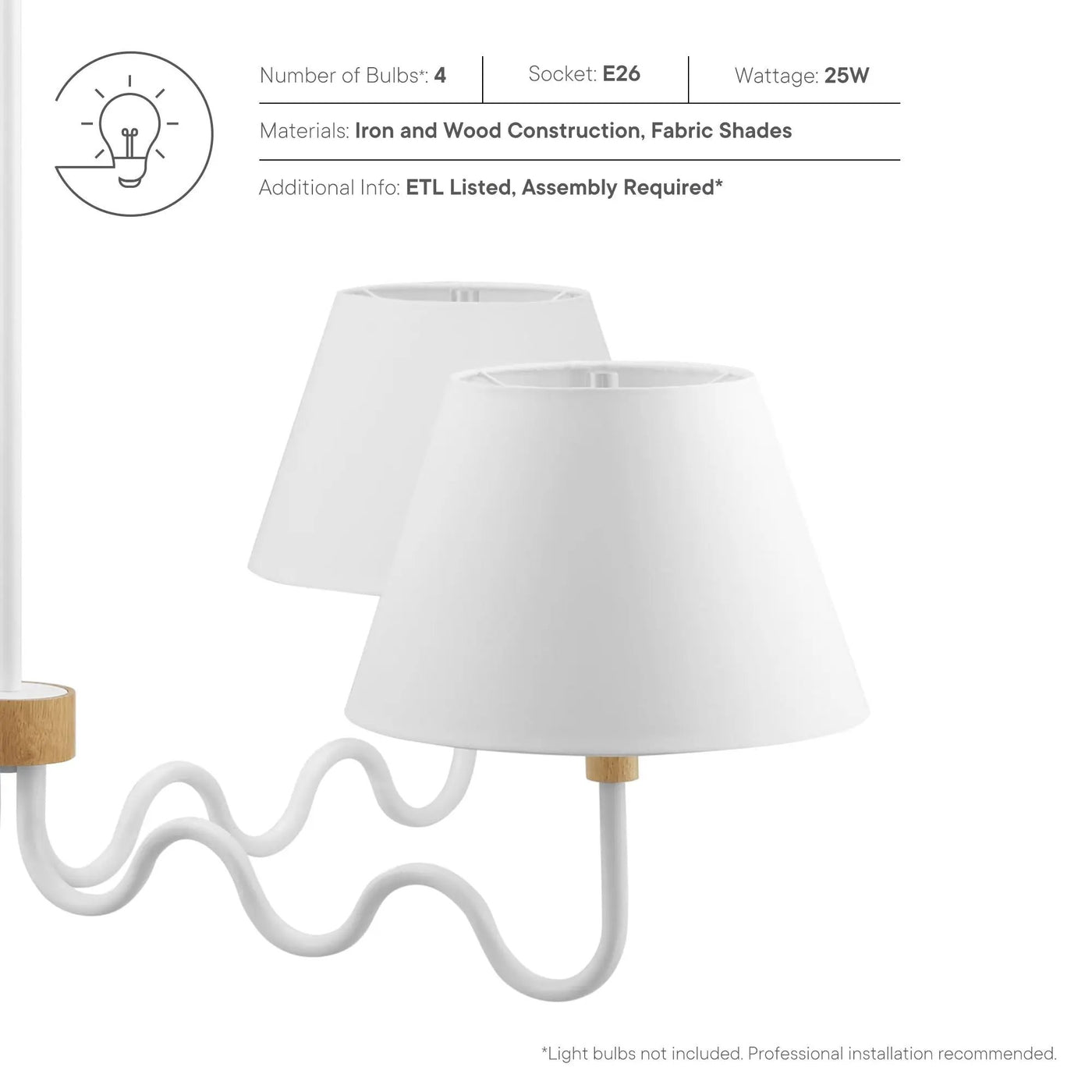 Sunlit Squiggle 4-Arm Pendant Light by Modway by HouseOfZazla