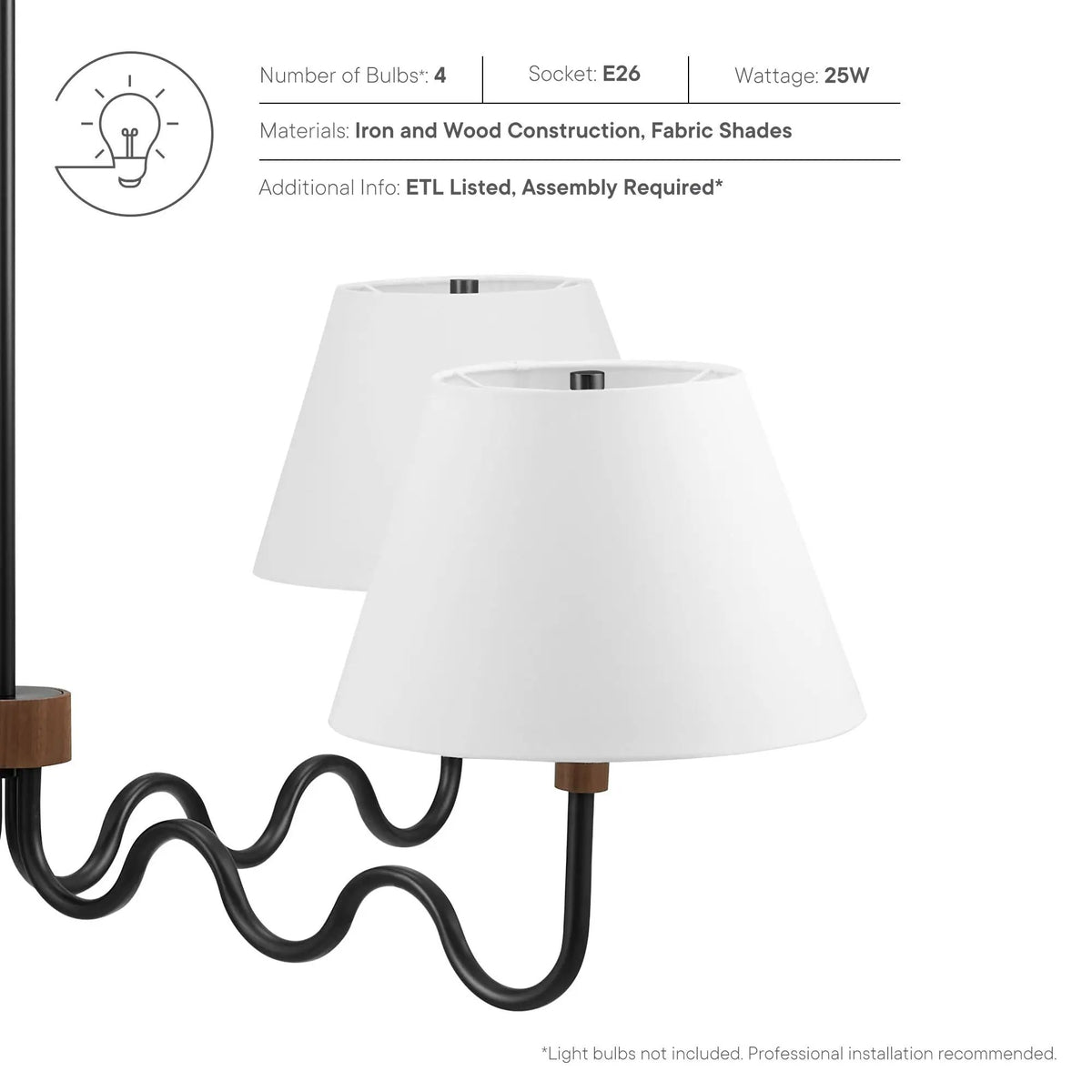 Sunlit Squiggle 4-Arm Pendant Light by Modway by HouseOfZazla