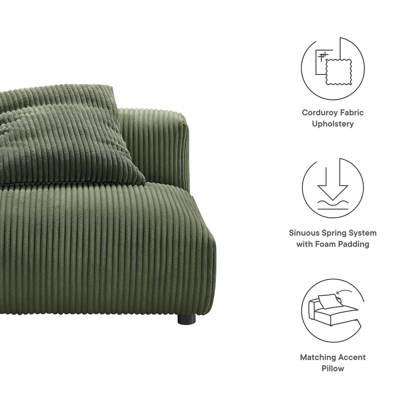 Solace Modular Corduroy Upholstered Armless Chair by HouseOfZazla