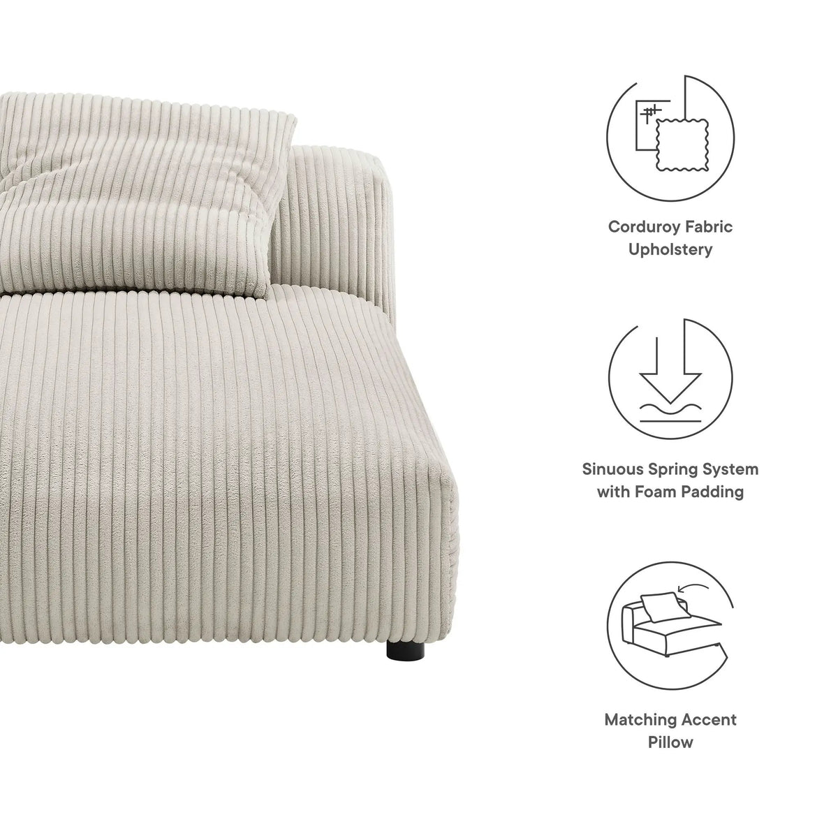 Solace Modular Corduroy Upholstered Armless Chaise Lounge by HouseOfZazla
