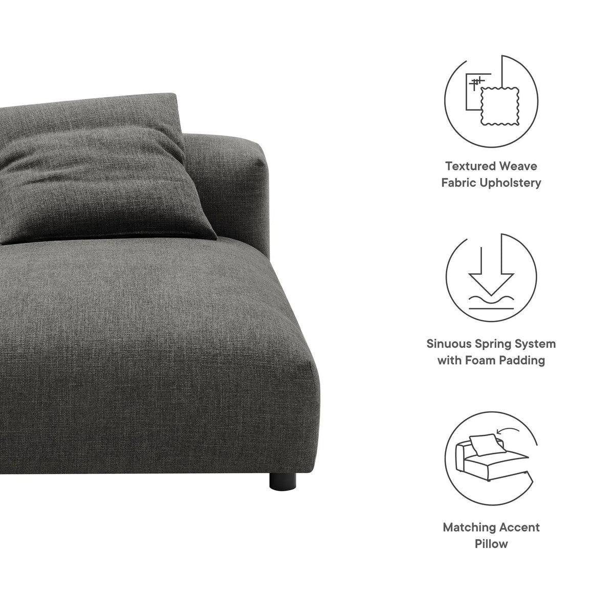Solace Modular Upholstered Fabric Armless Chaise Lounge by HouseOfZazla