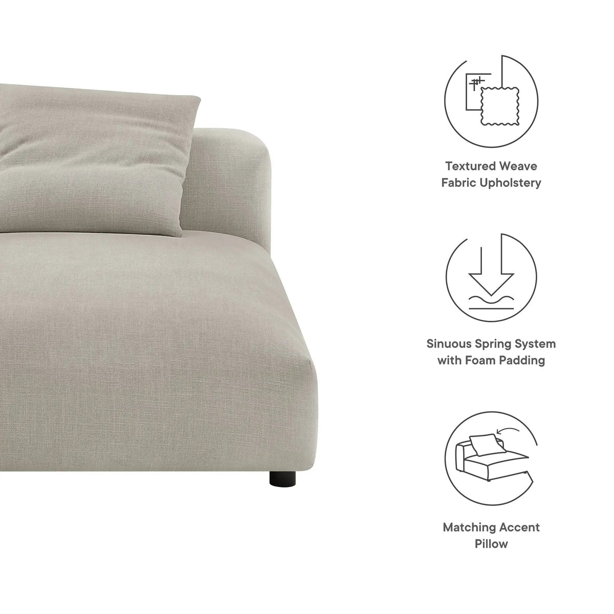 Solace Modular Upholstered Fabric Armless Chaise Lounge by HouseOfZazla
