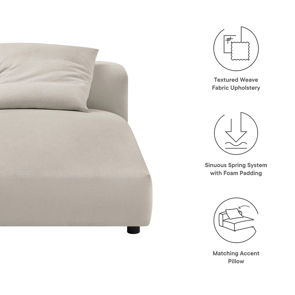 Solace Modular Upholstered Fabric Armless Chaise Lounge by HouseOfZazla