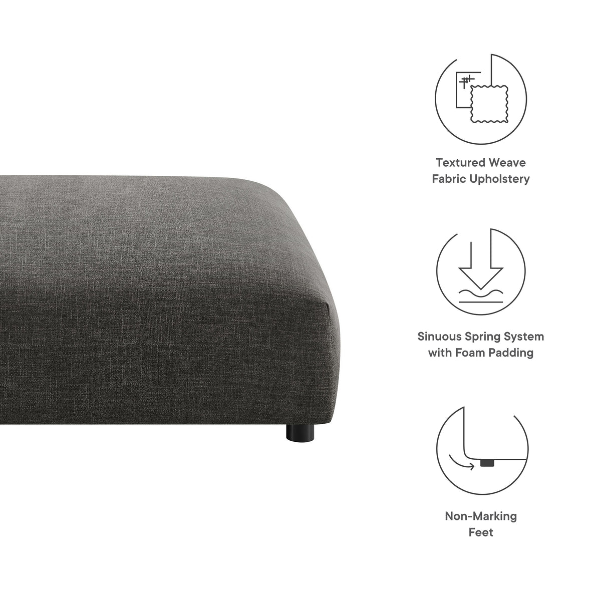 Solace Modular Upholstered Fabric Ottoman by Modway, photo 2 of 21