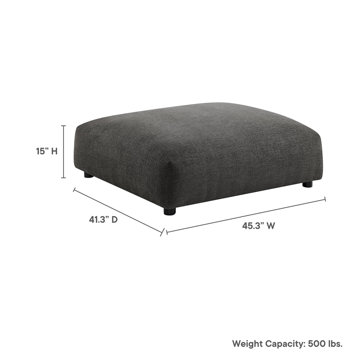 Solace Modular Upholstered Fabric Ottoman by Modway, photo 3 of 21