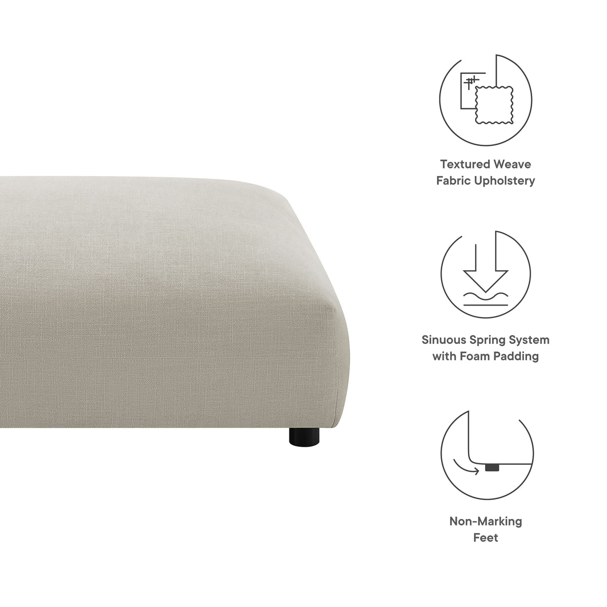 Solace Modular Upholstered Fabric Ottoman by Modway, photo 10 of 21